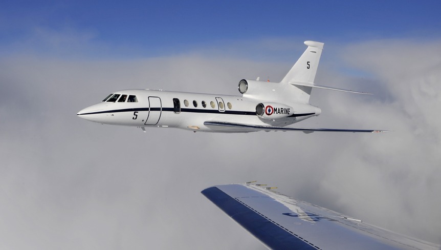 La Marine opère huit Falcon 50M. Quatre au standard MI (Intervention) et quatre MS (Surveillance)