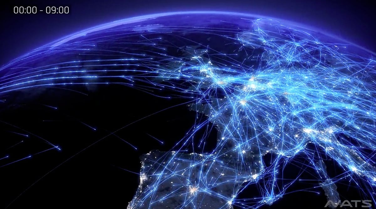 Visualisation du trafic aérien au-dessus de l'Europe