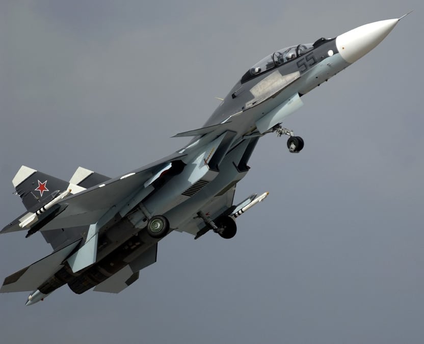 Un Sukhoi SU-30, similaire aux 14 autres appareils que devrait recevoir l'Algérie.