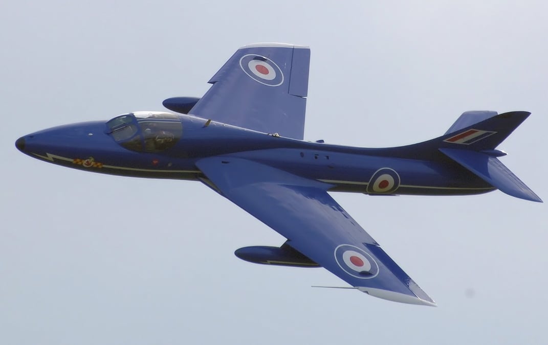Un Hawker Hunter T7 similaire à celui qui s'est écrasé le 22 août, lors du show aérien de Shoreham.