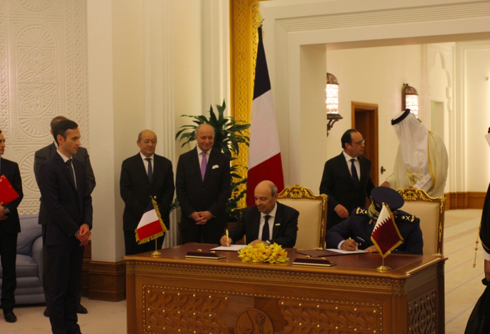 Aujourd'hui a eu lieu la signature du contrat de vente de Rafale au Qatar.