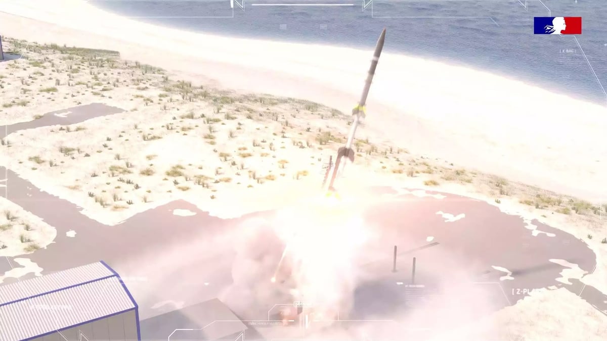 Représentation d'un tir de missile par la DGA.