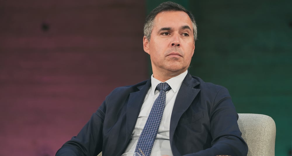 Frederic Coirier, vice-président du SER et co-président du METI, lors du vingt-cinquième colloque annuel du SER (Syndicat des Energies Renouvelables), à la Maison de l’UNESCO, le 18 septembre 2024.