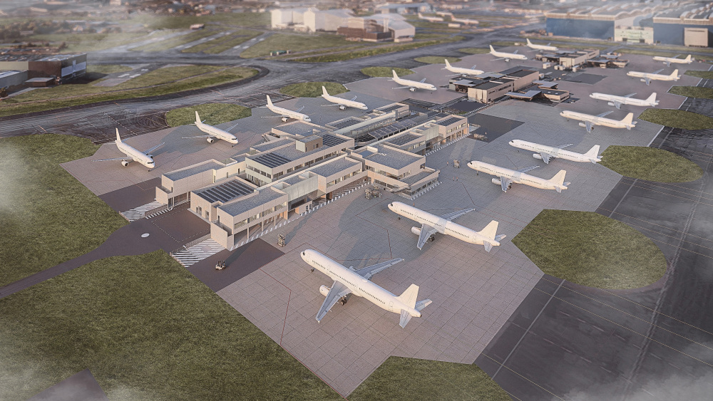Simulation 3D de la future extension d'Airbus à Toulouse.