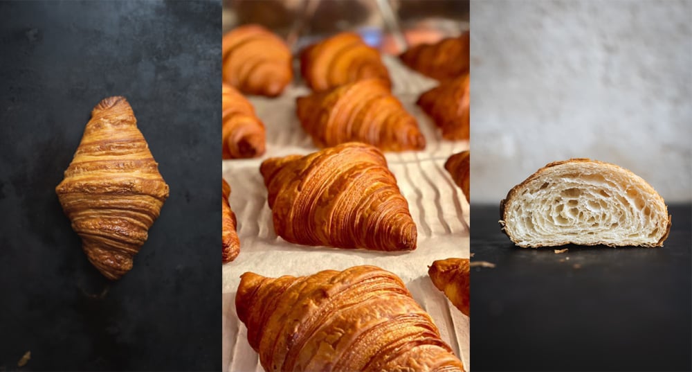 Le secret de cette viennoiserie typiquement française : la pâte feuilletée levée. Ici, les croissants de la boulangerie P1.