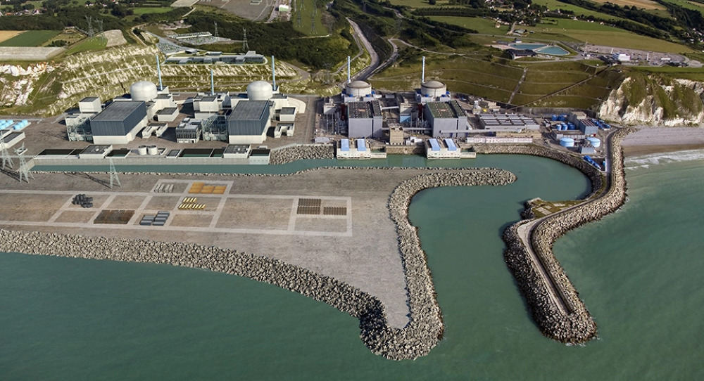 Vue de la centrale de Penly, telle qu'elle sera après la construction des deux réacteurs EPR.