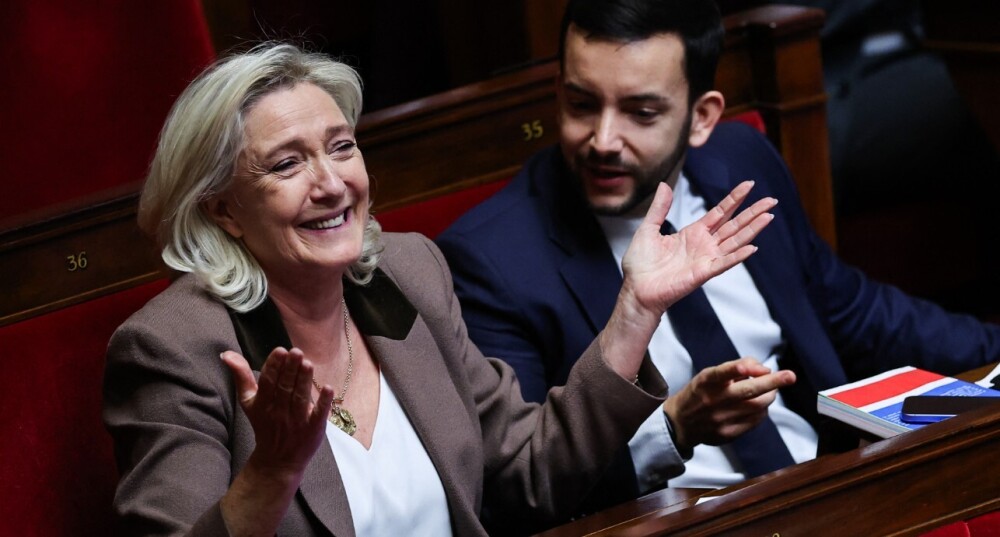 Marine Le Pen et Jean-Philippe Tanguy, le 30 octobre à l'Assemblée nationale.