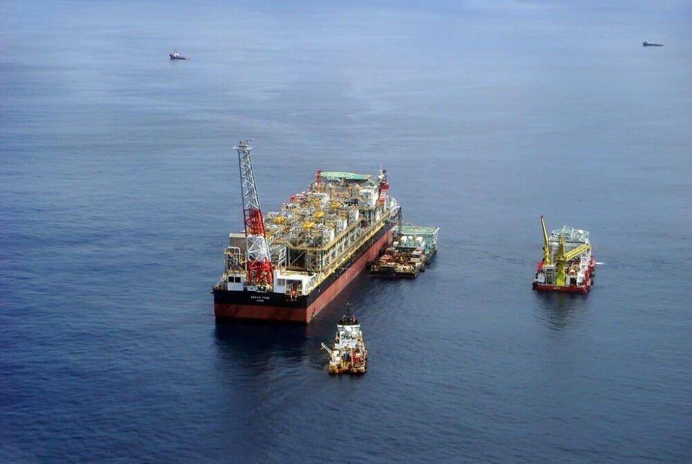 Le FPSO Agbami, opérant à 113 km au large des côtes dans le delta du Niger, au Nigeria.