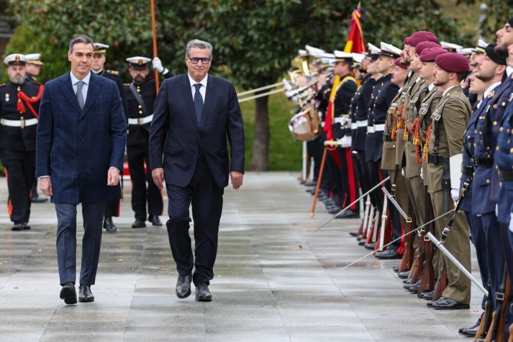 Pedro Sanchez, Premier ministre espagnol aux côtés du Premier ministre marocain, Aziz Akhannouch