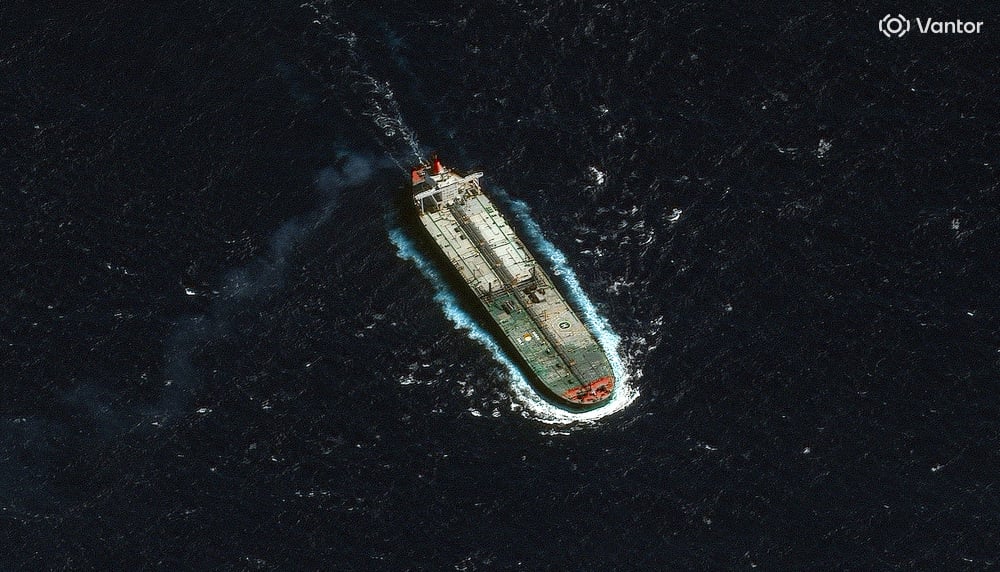 Image satellite du pétrolier Skipper, au nord de la Guadeloupe, le 12 décembre 2025.