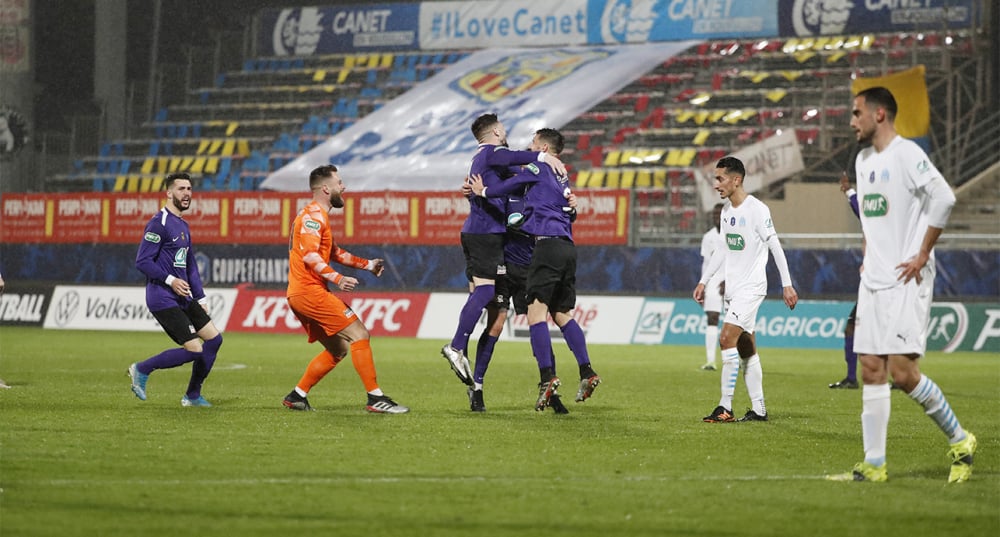 Canet Roussillon a éliminé l'Olympique de Marseille en Coupe de France, le 7 mars 2021.