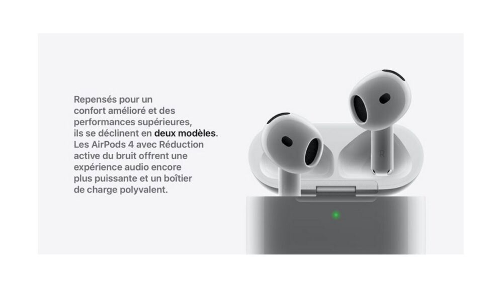 Les AirPods 4 gagnent en autonomie, confort et immersion sonore grâce à la puce H2 et l’audio spatial.