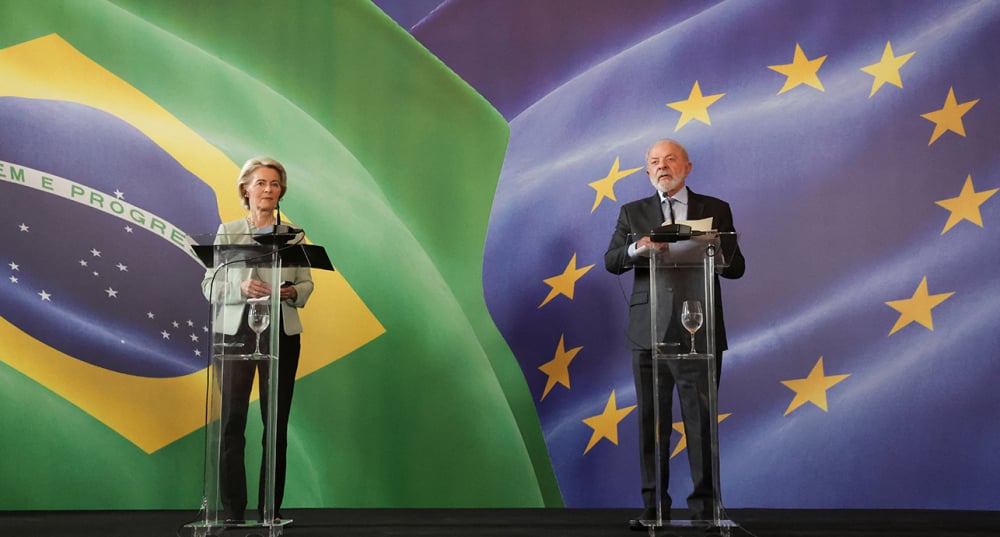 Le président brésilien Luiz Inacio Lula da Silva et la présidente de la Commission européenne Ursula von der Leyen, à Rio de Janeiro le 16 janvier.