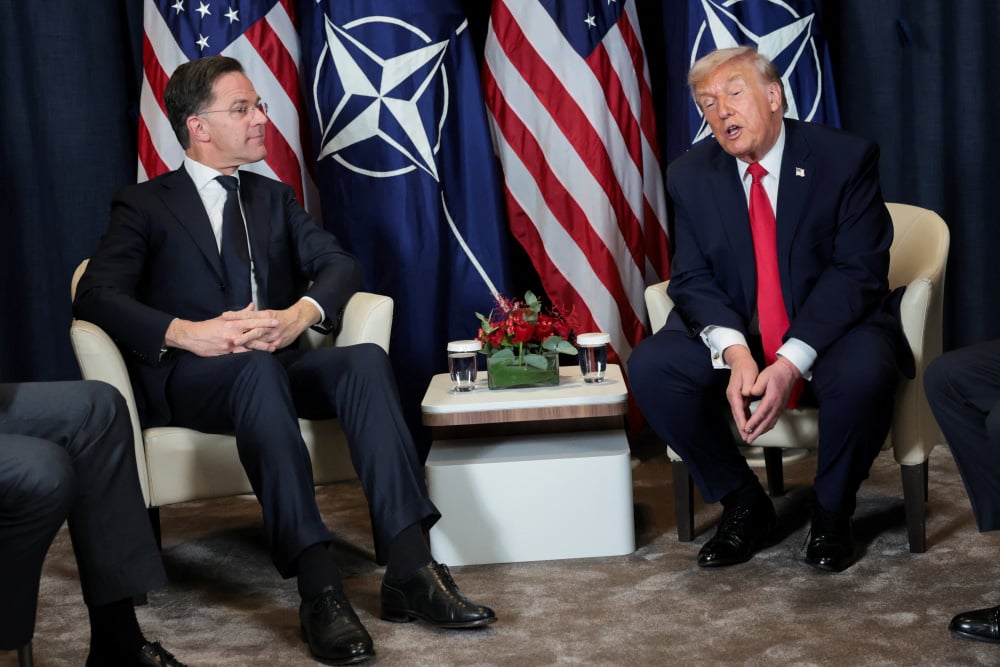 Le président américain Donald Trump tient une réunion bilatérale avec le secrétaire général de l'OTAN Mark Rutte lors du Forum économique mondial (WEF) à Davos en Suisse.