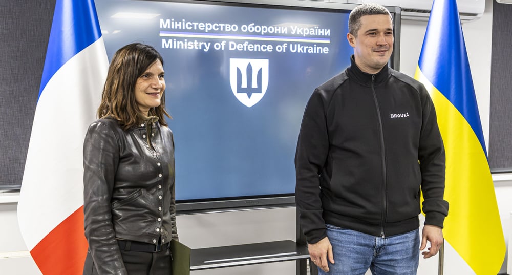Alice Rufo et le nouveau ministre ukrainien de la Défense, Mykhailo Fedorov à Kiev vendredi 23 janvier 2026