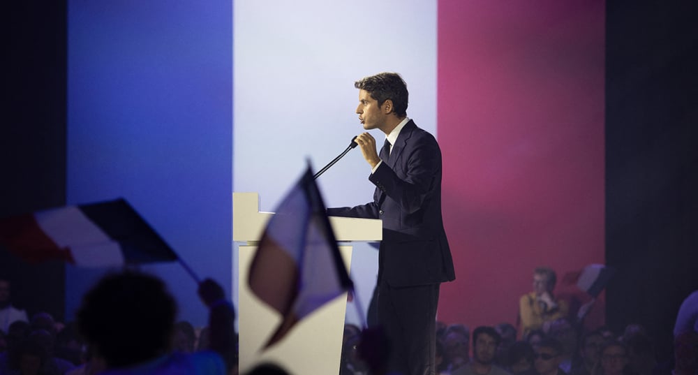 Gabriel Attal à Arras à l'occasion d'un meeting du parti Renaissance, le 21 septembre 2025.