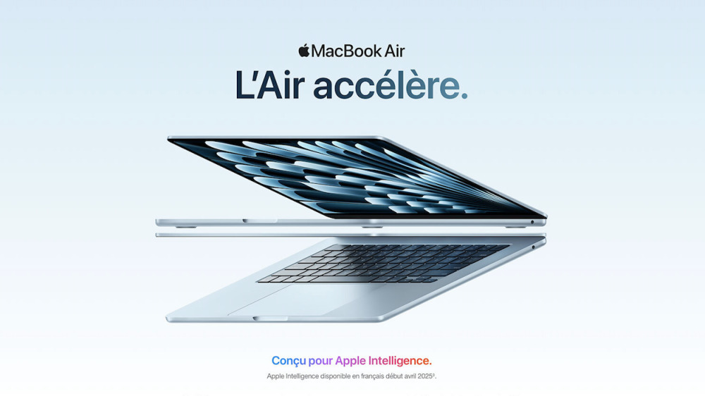 Le MacBook Air M4, désormais compatible Apple Intelligence, allie puissance et finesse.