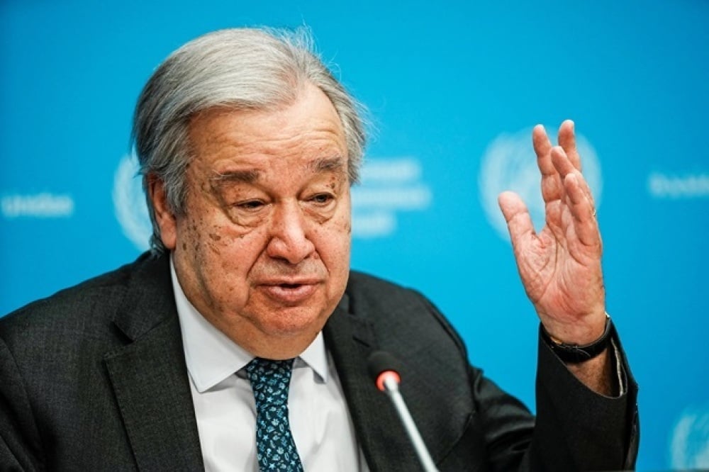 Le secrétaire général des nations-unies Antonio Guterres durant une conférence de presse à New-York.