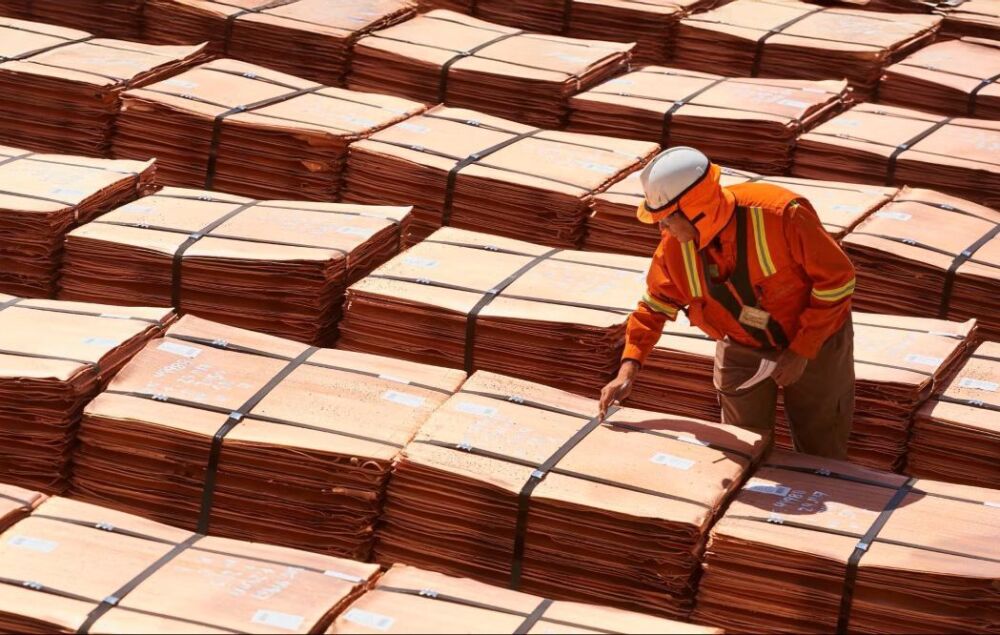 Cathodes de cuivre issues de la production de Glencore.