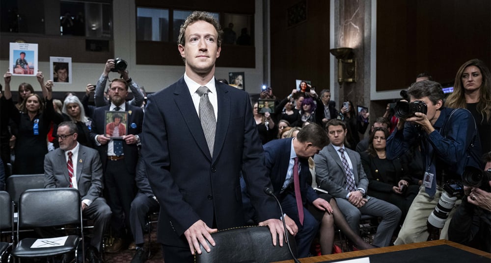 Mark Zukerberg, fondateur et directeur général de Meta, lors d'une audience de la Commission judiciaire du Sénat au Capitole des États-Unis.