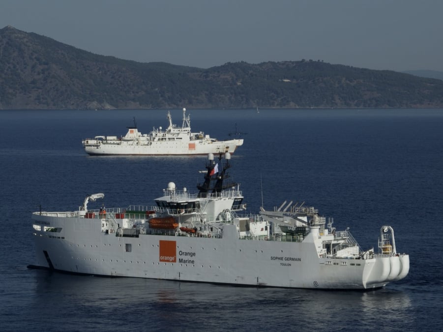 Le navire câblier Sophie Germain d'Orange Marine, en novembre 2025.