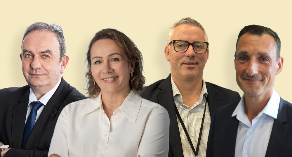 François Guihard, président d'INTERBEV ; Isabelle Aprile, présidente SNRC ; Yves Marie Beaudet, président CNPO ; Jean-Michel Schaeffer, président d'ANVOL.