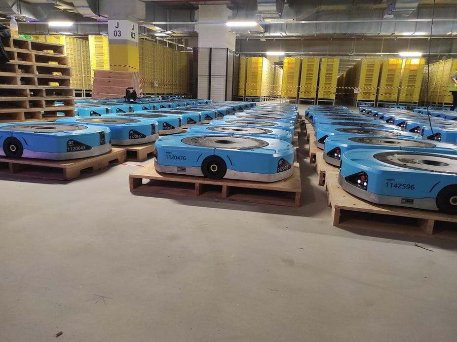 Robots Amazon, plateforme CargoPort Lyon.