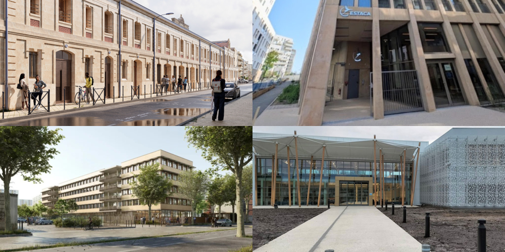 Le futur campus bordelais de l'Efrei qui doit être livré en 2027, celui de l'Estaca inauguré début 2026, celui de l'ESME, inauguré début 2025 et celui d'Elisa Aerospace, à Saint-Jean-d'Illac, lancé au printemps 2023.