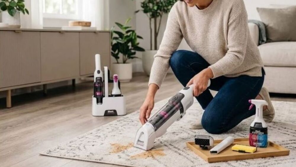Grâce à son spray à double formule et son aspiration ciblée, le Shark StainForce vise à éliminer les taches et neutraliser les odeurs sur les tissus