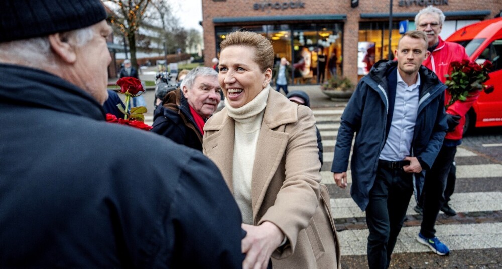 Mette Frederiksen en campagne à Herlev (Danemark), le 26 février 2026.