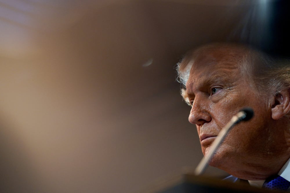 Donald Trump lors d'une conférence de presse à la Maison-Blanche, le 20 février 2026.