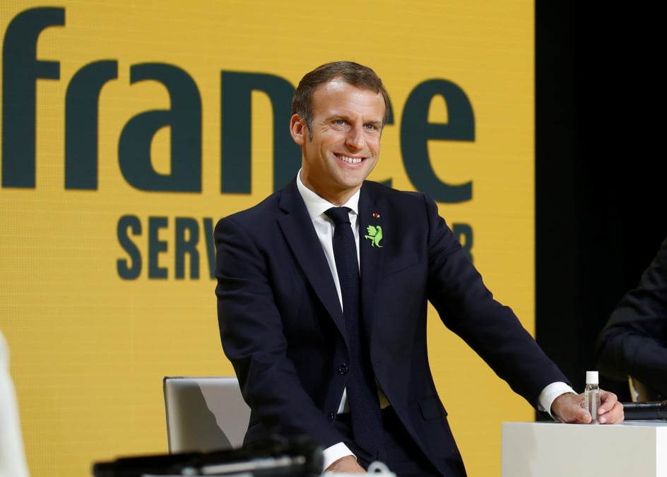 Le président français Emmanuel Macron lors d’une conférence annuelle, organisée par Bpifrance à Paris, le 1er octobre 2020.