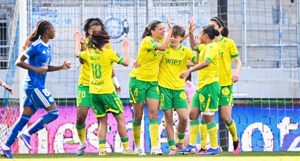 L'équipe de Nantes lors du match de l'Arkema Premier Ligue opposant Strasbourg à Nantes le 22 mars 2026 au Stade de la Meinau à Strasbourg.