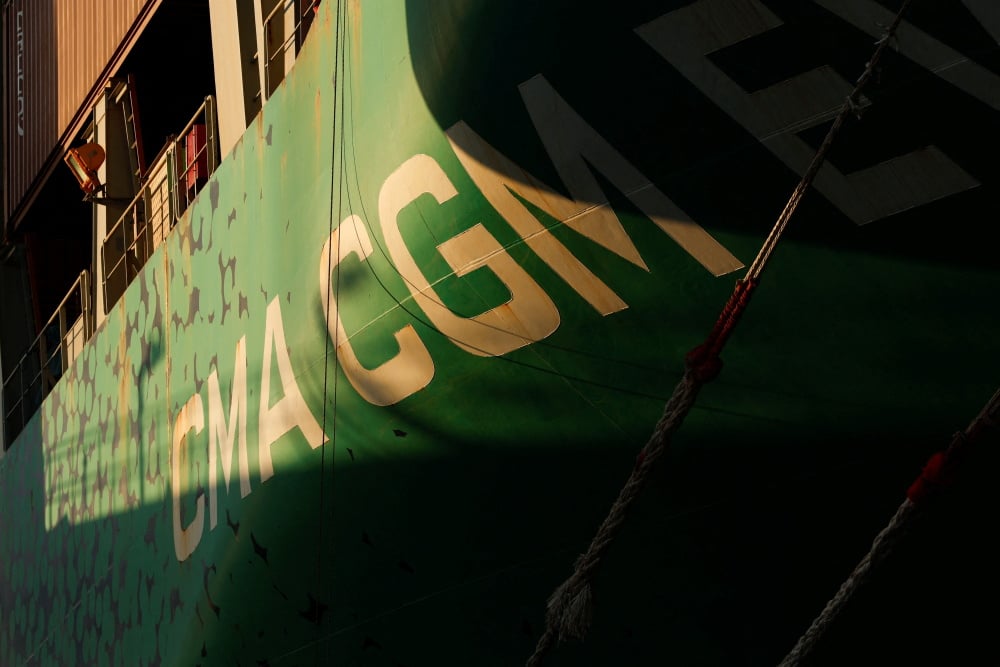 Un navire de CMA CGM, à Malte, le 19 mars 2025.