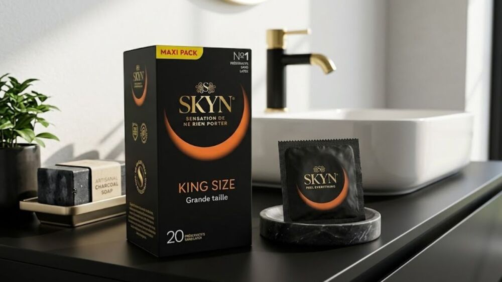 Les préservatifs SKYN King Size misent sur une matière sans latex pensée pour maximiser le confort et les sensations.