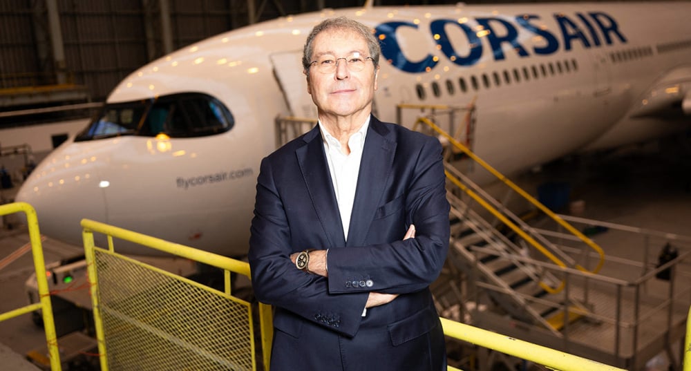 Pascal de Izaguirre, le président de la compagnie aérienne Corsair, à l’aéroport de Paris-Orly, le 25 novembre 2025.