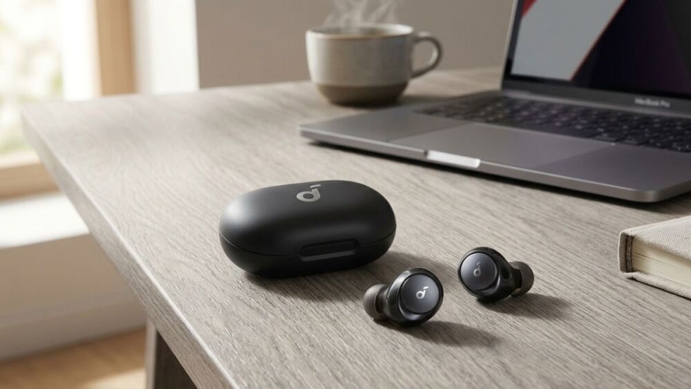 Les Soundcore Space A40 combinent réduction de bruit active et autonomie longue durée dans un format compact adapté aux déplacements quotidiens.