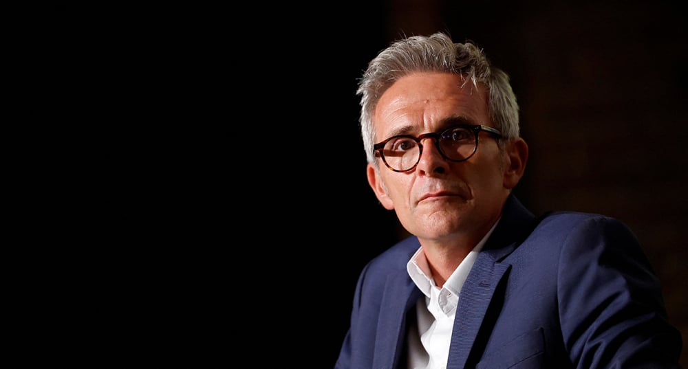 Stéphane Troussel, président du Conseil général de Seine-Saint-Denis, participe à un débat lors du forum estival CamPus 2025 du Parti socialiste français à Blois, le 29 août 2025.