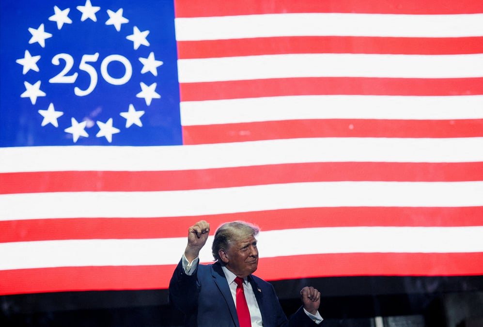 Le président des États-Unis, Donald Trump, lors des célébrations du 250e anniversaire de l'indépendance américaine, le 24 juin 2026.