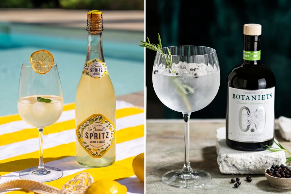 Spritz citron basilic et Botaniets sans alcool.