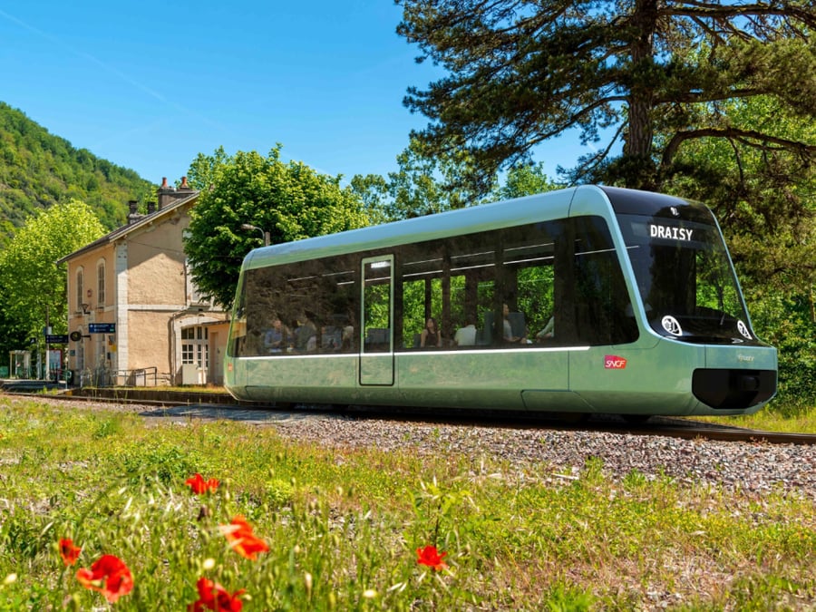 Le train léger Draisy espère transporter 30 passagers assis sur des petites lignes d’une centaine de kilomètres à partir de 2028.