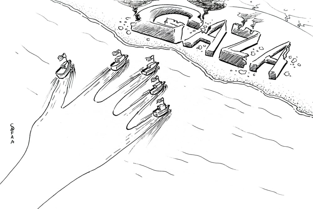 Illustration de la dessinatrice palestinienne Safaa Odah, qui documente à travers ses œuvres le quotidien des habitants de Gaza depuis le début de la guerre en octobre 2023.