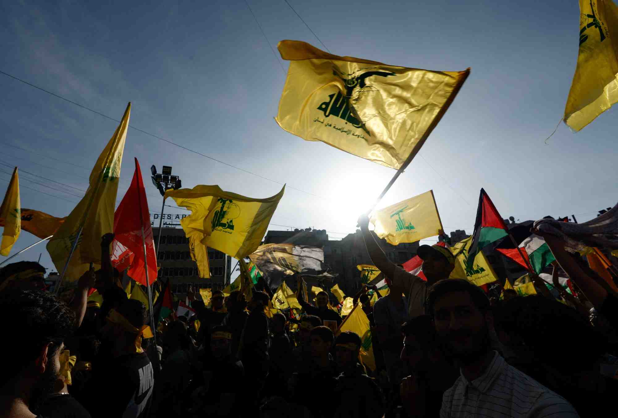 Le chef du hezbollah libanais hassan nasrallah s'adresse a ses partisans, a beyrouth