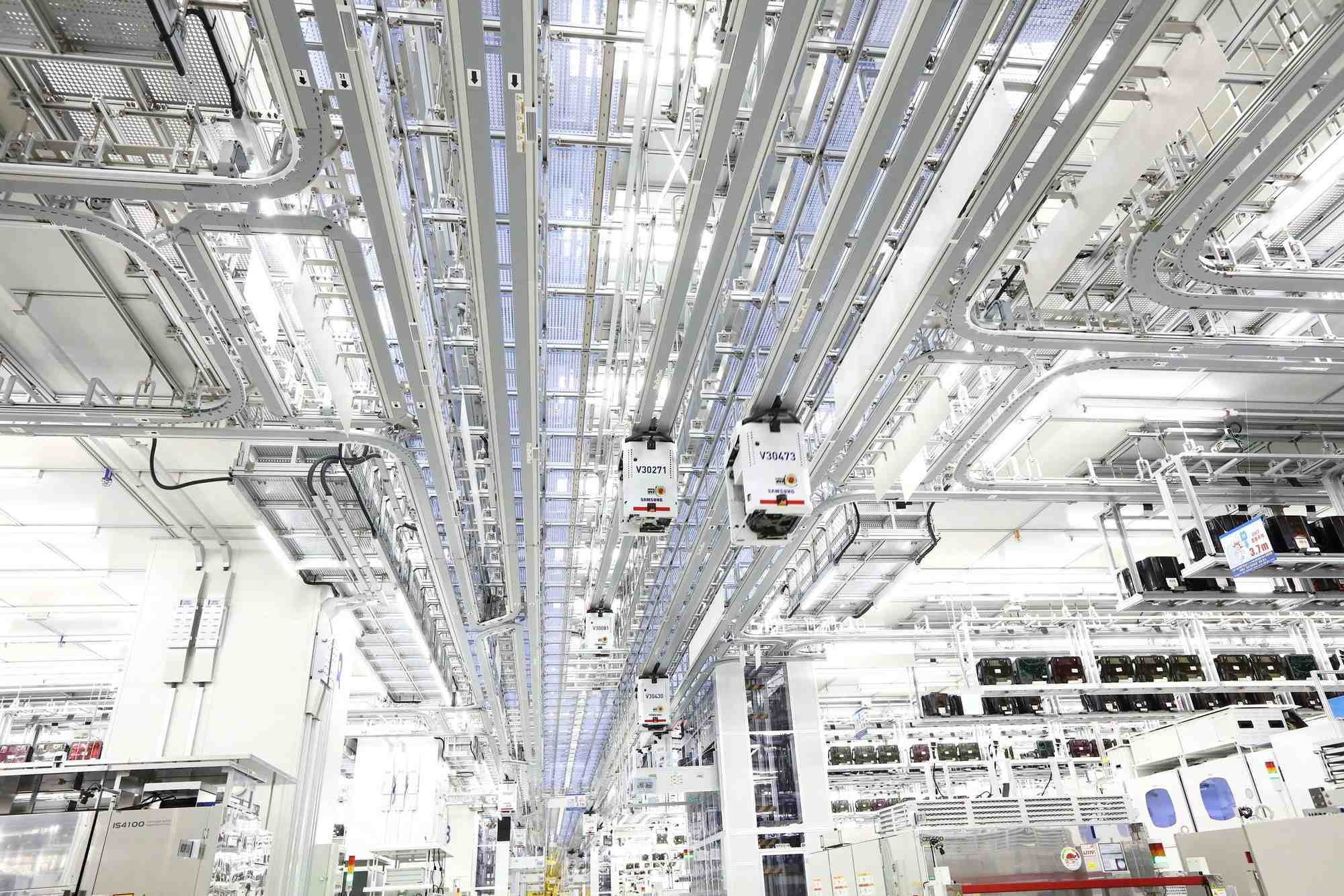 Une usine de production de puces samsung electronics