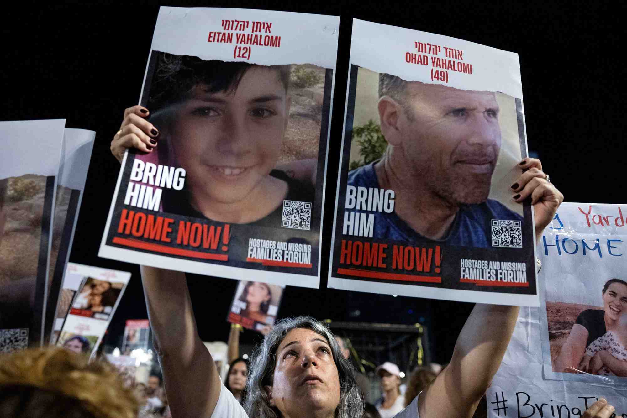 Manifestation a tel aviv pour exiger la liberation immediate des otages detenus a gaza qui ont ete captures par le hamas