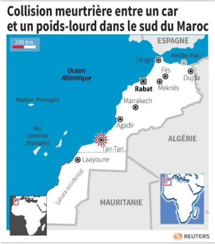 Collision meurtriere entre un car et un poids-lourd dans le sud du maroc