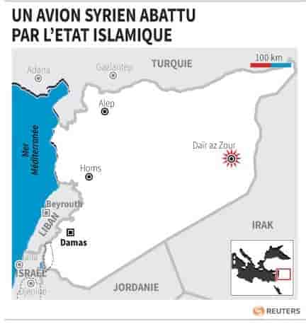 Un avion syrien abattu par l'etat islamique dair az zour