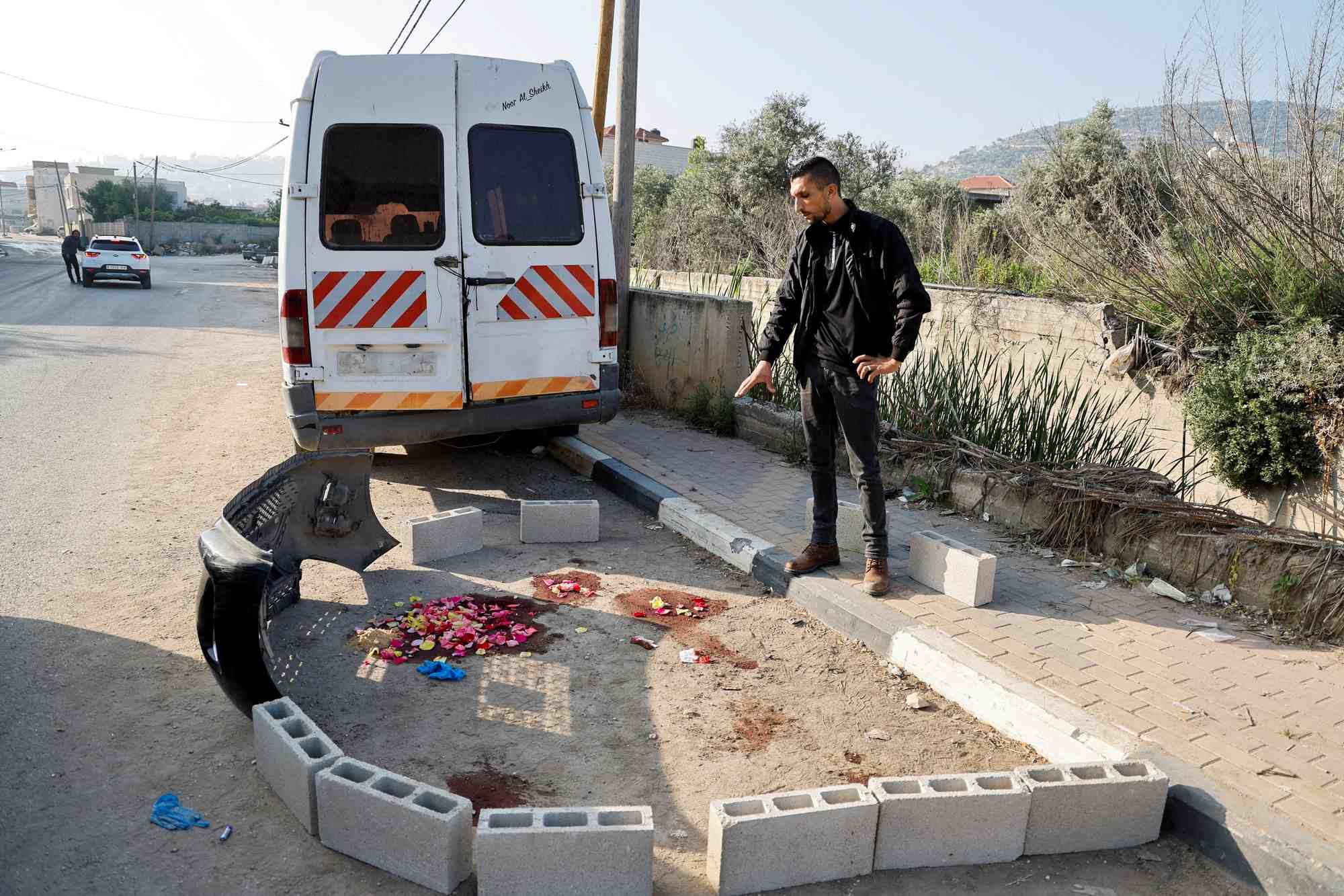Photo du site ou les forces de securite israeliennes ont abattu deux palestiniens en cisjordanie occupee