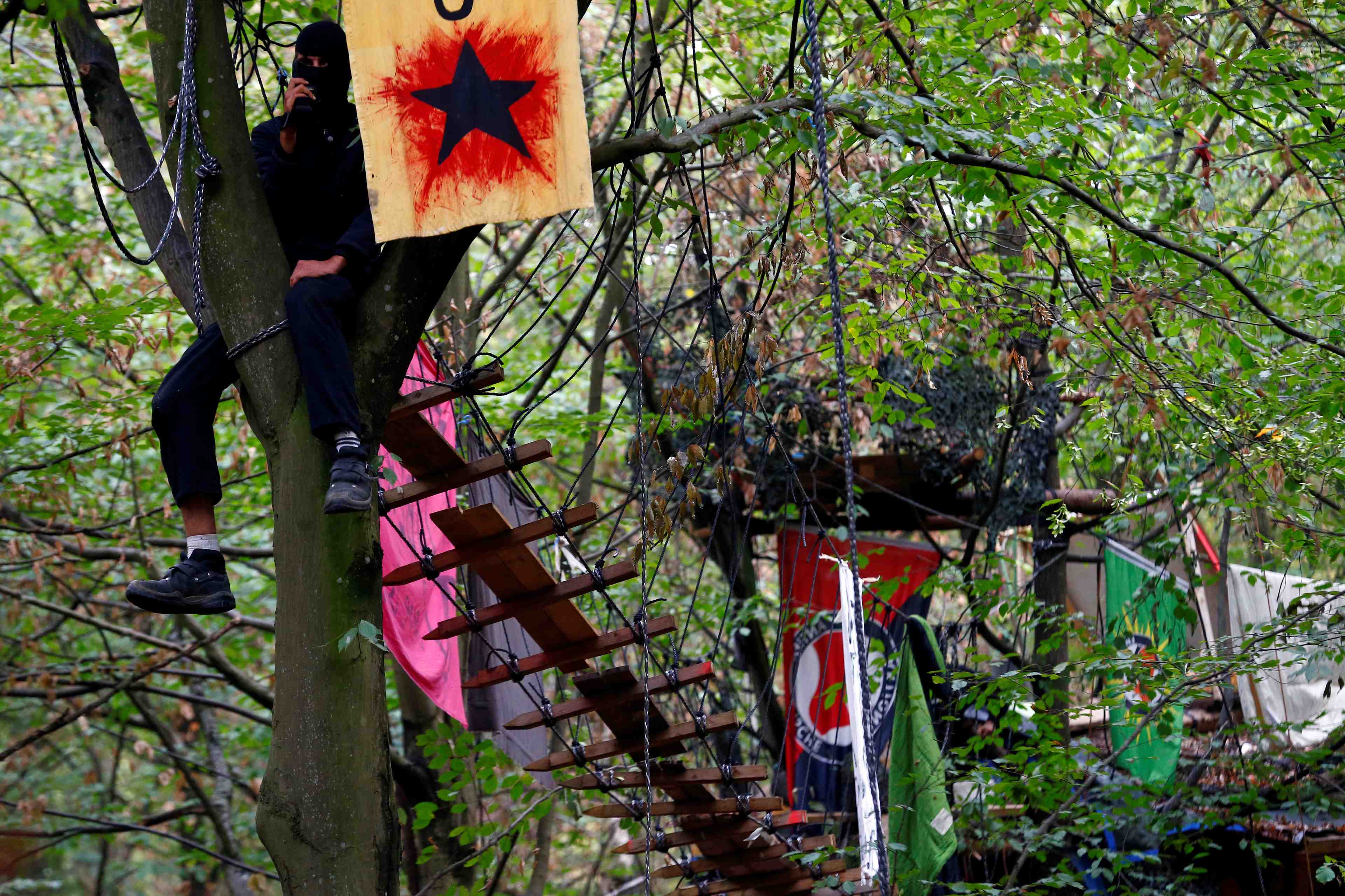 Des militants ecologistes evacues d'une foret allemande
