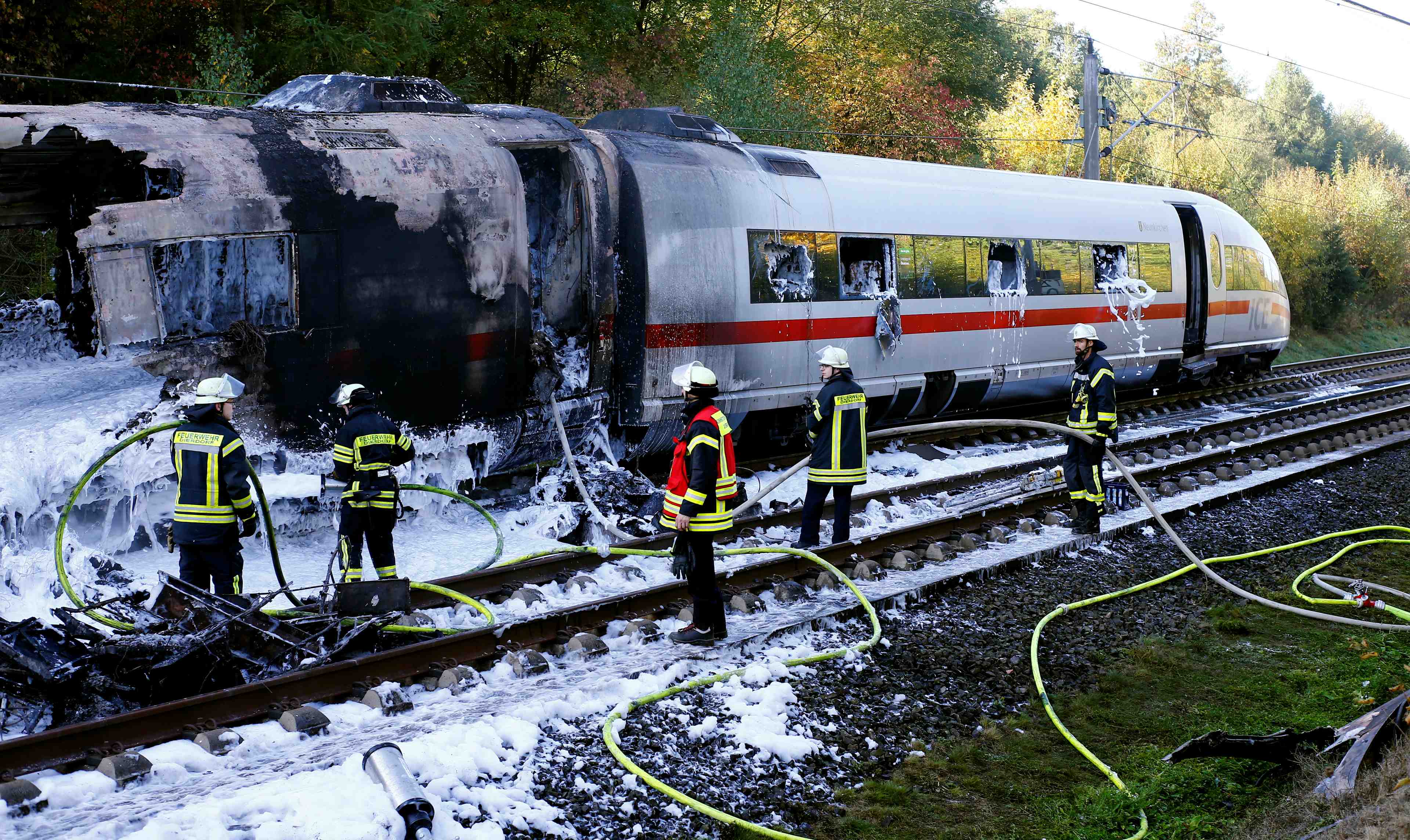 Les passagers d'un tgv allemand evacues apres un incendie